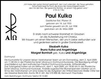 Traueranzeige von Paul Kulka von Tageszeitung