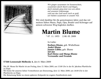 Traueranzeige von Martin Blume von Tageszeitung