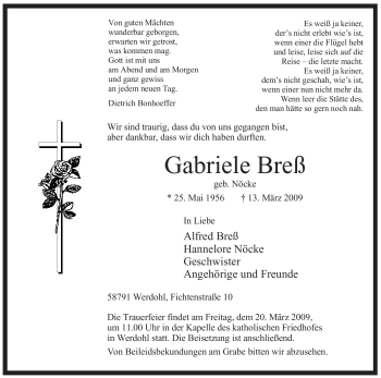 Traueranzeige von Gabriele Breß von Tageszeitung