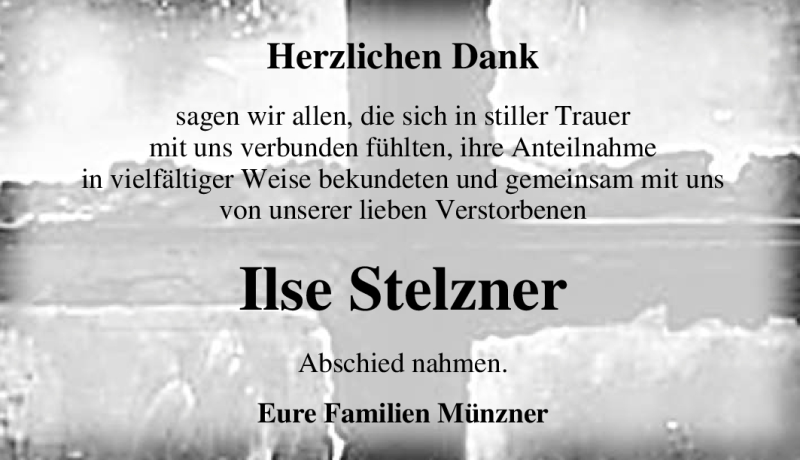  Traueranzeige für Ilse Stelzner vom 21.03.2009 aus Tageszeitung