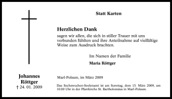 Traueranzeige von Johannes Röttger von Tageszeitung