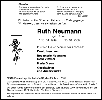 Traueranzeige von Ruth Neumann von Tageszeitung