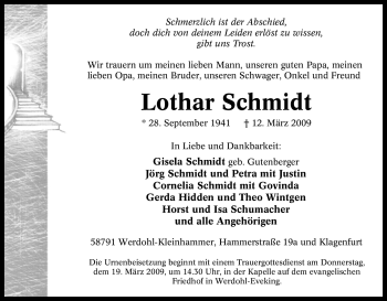 Traueranzeige von Lothar Schmidt von Tageszeitung