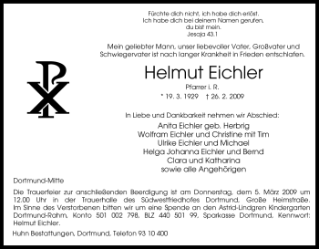 Traueranzeige von Helmut Eichler von Tageszeitung
