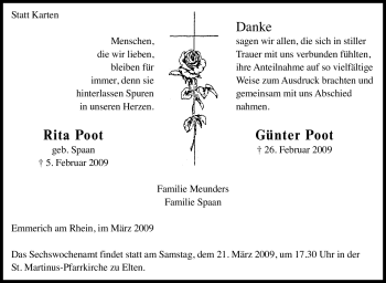 Traueranzeige von Rita Poot von Tageszeitung