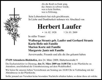Traueranzeige von Herbert Laufer von Tageszeitung