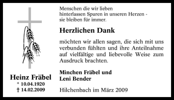 Traueranzeige von Heinz Fräbel von Tageszeitung