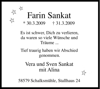 Traueranzeige von Farin Sankat von Tageszeitung