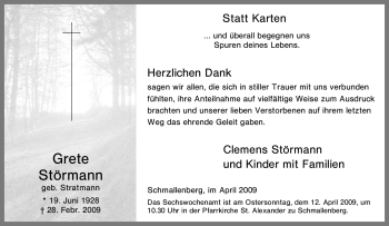 Traueranzeige von Grete Störmann von Tageszeitung