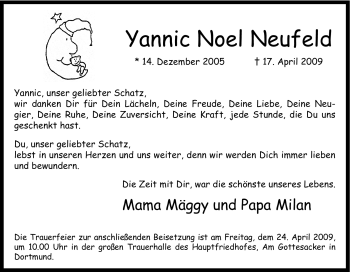 Traueranzeige von Yannic Noel Neufeld von Tageszeitung