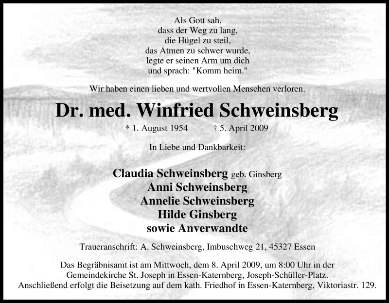  Traueranzeige für Winfried Schweinsberg vom 06.04.2009 aus Tageszeitung