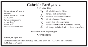 Traueranzeige von Gabriele Breß von Tageszeitung