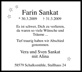 Traueranzeige von Farin Sankat von Tageszeitung