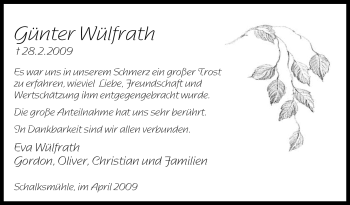 Traueranzeige von Günter Wülfrath von Tageszeitung
