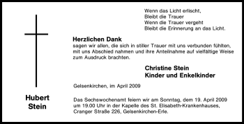 Traueranzeige von Hubert Stein von Tageszeitung