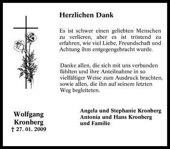 Traueranzeige von Wolfgang Kronberg von Tageszeitung