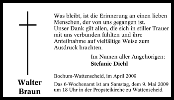 Traueranzeige von Walter Braun von Tageszeitung
