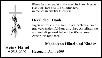 Traueranzeige von Heinz Hänel von Tageszeitung