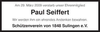 Traueranzeige von Paul Seiffert von Tageszeitung