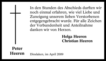 Traueranzeige von Peter Heeren von Tageszeitung