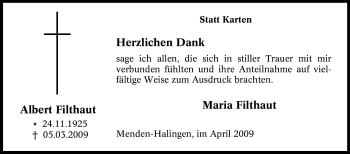 Traueranzeige von Albert Filthaut von Tageszeitung