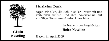 Traueranzeige von Gisela Neveling von Tageszeitung