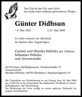 Traueranzeige von Günter Didhsun von Tageszeitung