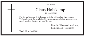 Traueranzeige von Claus Holzkamp von Tageszeitung