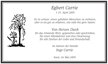 Traueranzeige von Egbert Carrie von Tageszeitung