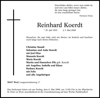 Traueranzeige von Reinhard Koerdt von Tageszeitung