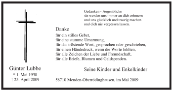 Traueranzeige von Günter Lubbe von Tageszeitung