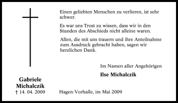 Traueranzeige von Gabriele Michalczik von Tageszeitung