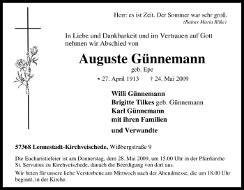Traueranzeige von Auguste Günnemann von Tageszeitung