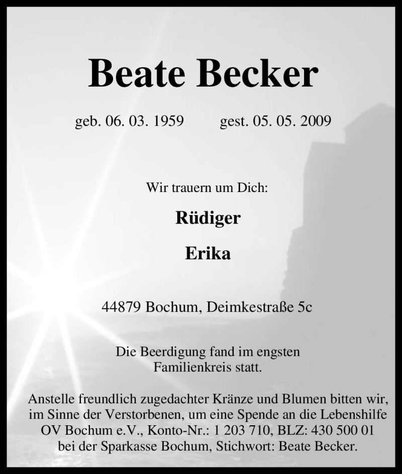 von Beate Becker | Trauer-in-NRW.de