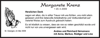 Traueranzeige von Margarete Krenz von Tageszeitung