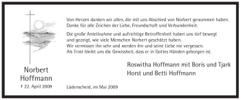 Traueranzeige von Norbert Hoffmann von Tageszeitung
