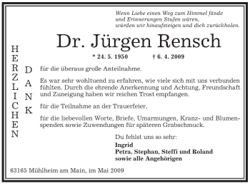 Traueranzeige von Jürgen Rensch von Tageszeitung