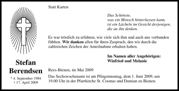 Traueranzeige von Stefan Berendsen von Tageszeitung