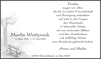 Traueranzeige von Marlis Wojtyniak von Tageszeitung