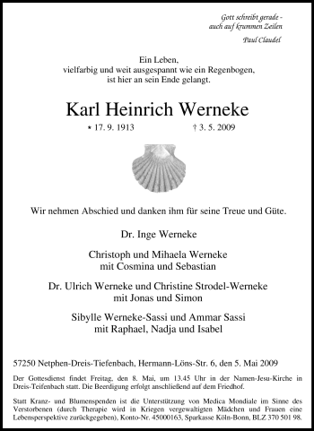 Traueranzeige von Karl Heinrich Werneke von Tageszeitung