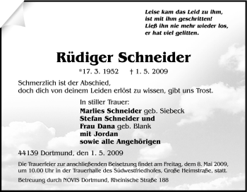 Traueranzeige von Rüdiger Schneider von Tageszeitung