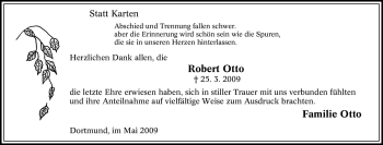 Traueranzeige von Robert Otto von Tageszeitung