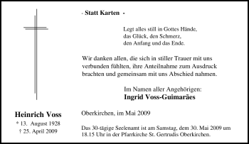 Traueranzeige von Heinrich Voss von Tageszeitung