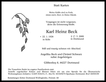 Traueranzeige von Karl Heinz Beck von Tageszeitung