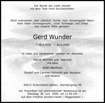Traueranzeige von Gerd Wunder von Tageszeitung