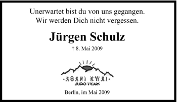 Traueranzeige von Jürgen Schulz von Tageszeitung