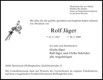 Traueranzeige von Rolf Jäger von Tageszeitung