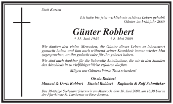 Traueranzeige von Günter Robbert von Tageszeitung