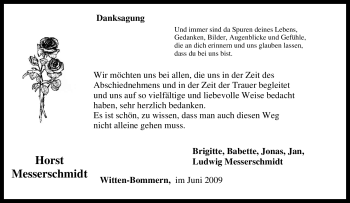 Traueranzeige von Horst Messerschmidt von Tageszeitung