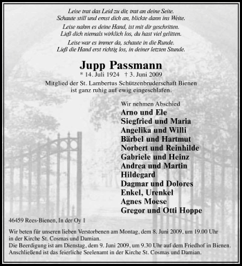 Traueranzeige von Jupp Passmann von Tageszeitung